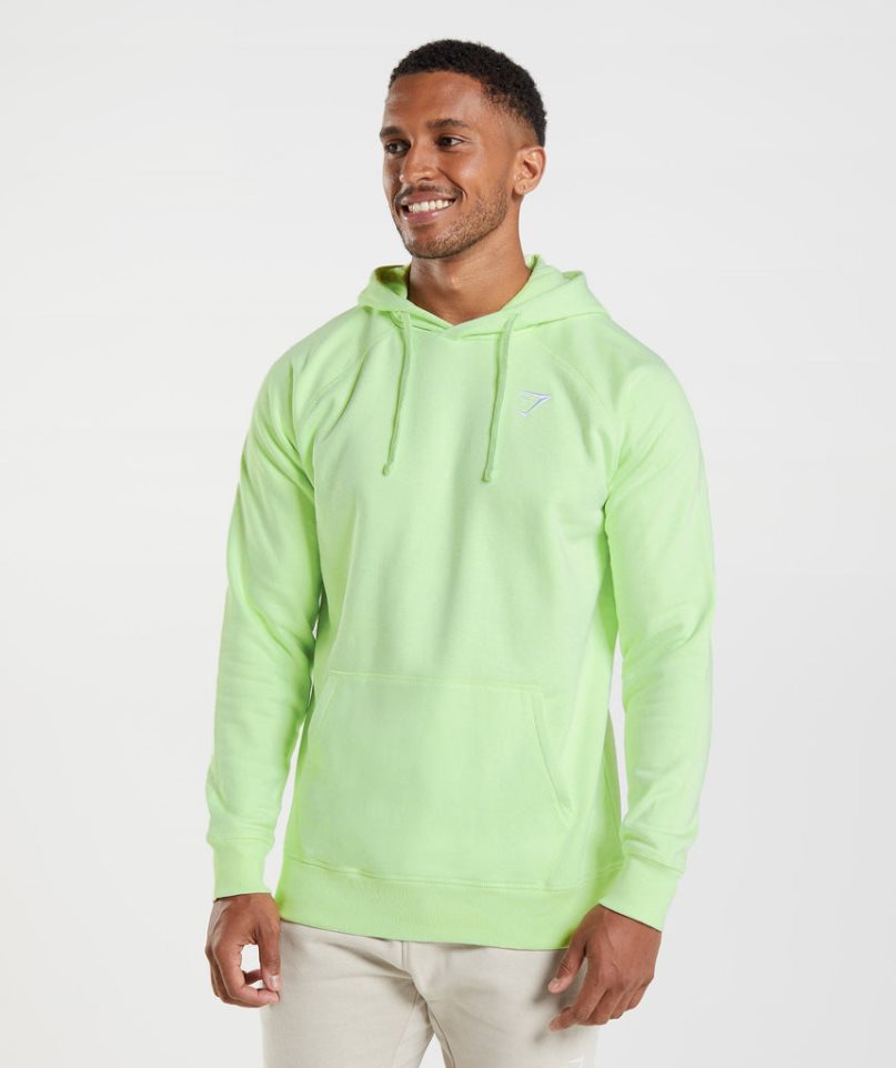 Men\'s Gymshark Crest Hoodie Light Green | CA 3NA6D7